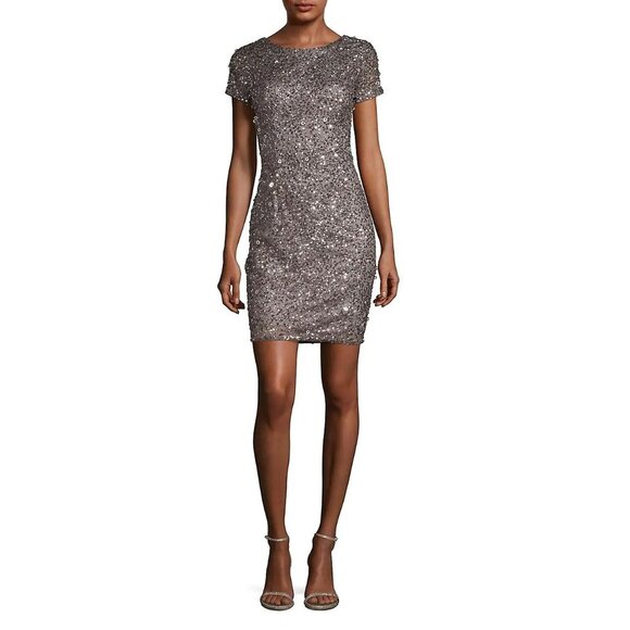 🎁 Adrianna Papell Sequin Mesh Sheath Dress